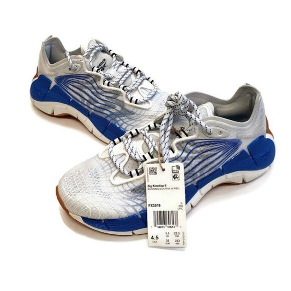 Reebok Zig Kinetica II Running Shoes Mens Size 4.5 Womens 6 FX3019 White Blue - Picture 4 of 8